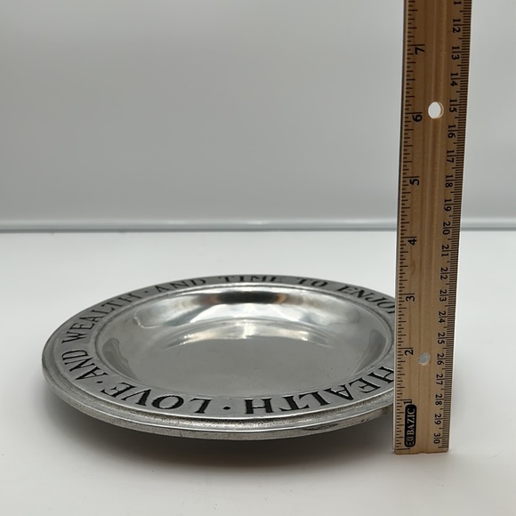 Vintage Wilton Health Love and Wealth and Time To Enjoy Them Pewter Plate / Bowl - Picture 16 of 16